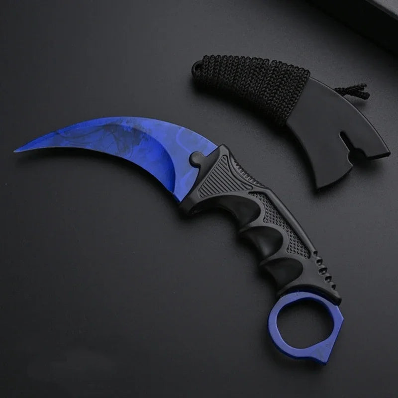 7 Styles Karambit Metal Model with Plastic Sheath Game Peripheals Colorful Claw Knives Outdoor Training Props Safety Toys Boy