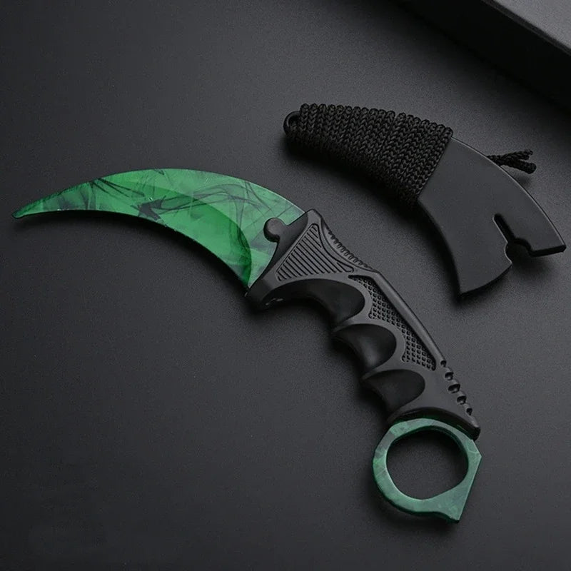 7 Styles Karambit Metal Model with Plastic Sheath Game Peripheals Colorful Claw Knives Outdoor Training Props Safety Toys Boy