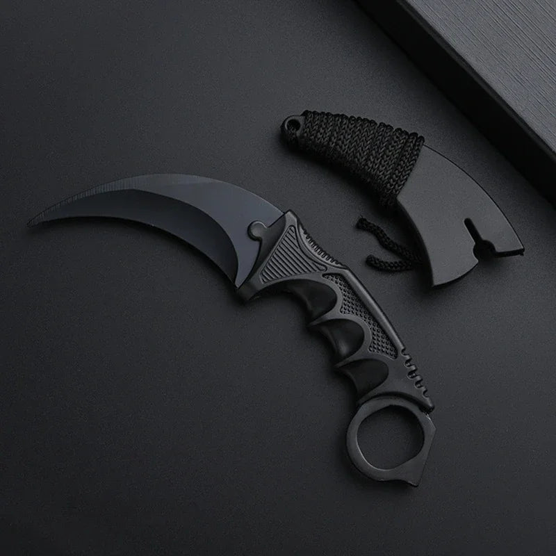 7 Styles Karambit Metal Model with Plastic Sheath Game Peripheals Colorful Claw Knives Outdoor Training Props Safety Toys Boy