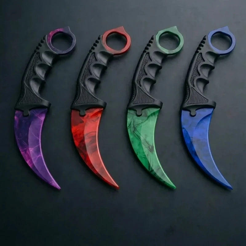 7 Styles Karambit Metal Model with Plastic Sheath Game Peripheals Colorful Claw Knives Outdoor Training Props Safety Toys Boy