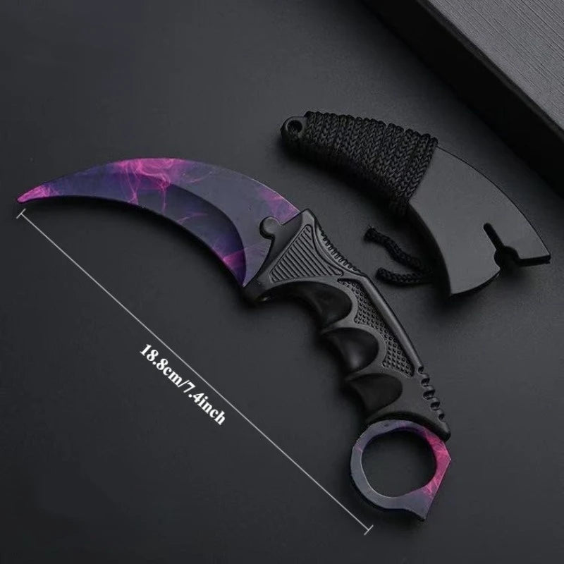 7 Styles Karambit Metal Model with Plastic Sheath Game Peripheals Colorful Claw Knives Outdoor Training Props Safety Toys Boy